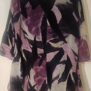 Style & Co. Purple and Black Abstract Blouse